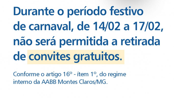 RETIRADAS DE CONVITES NO CARNAVAL